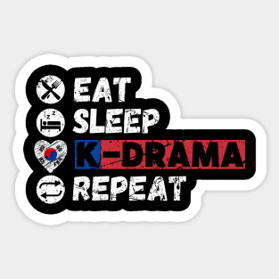 Eat Sleep K-Drama Repeat Sticker